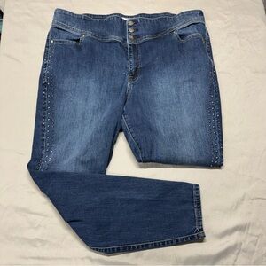 Lane Bryant High Waist Blue Studded Skinny Jeans
